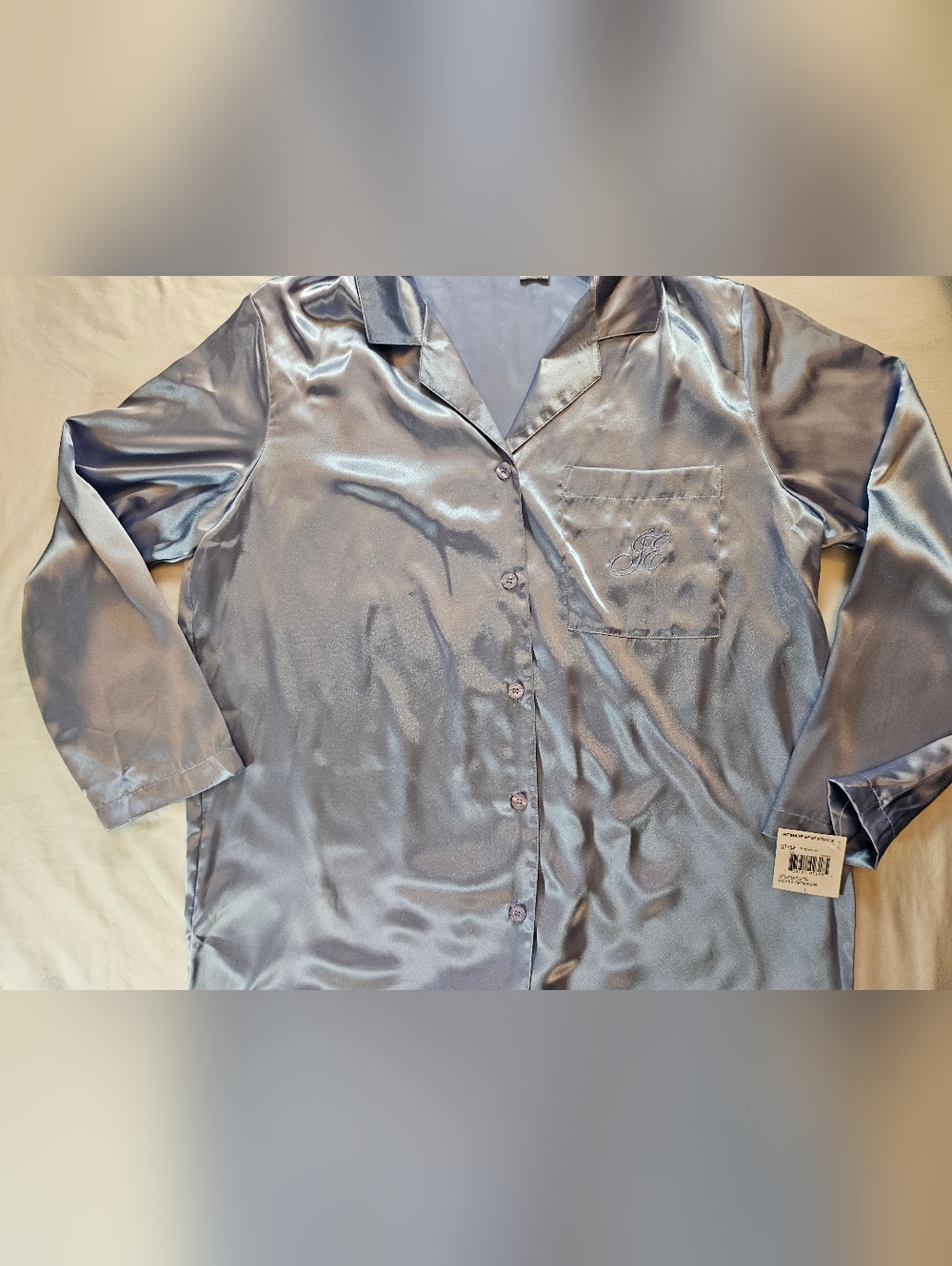 NWT Intimate Essentials Womens Blue Button Up Long Sleeve Sleepshirt Size L - Picture 5 of 13